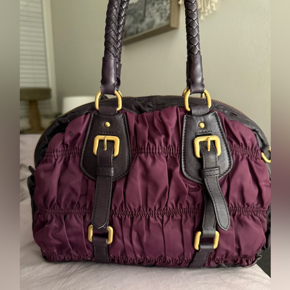 Prada Gaufre Rich Burgundy and Dark Plum Satchel
(No strap) - Picture 2 of 15